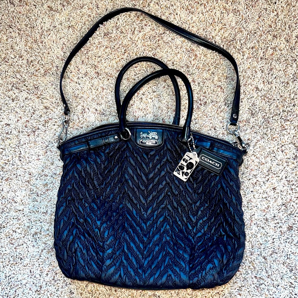 COACH Madison Quilted Chevron Nylon Handbag Purse